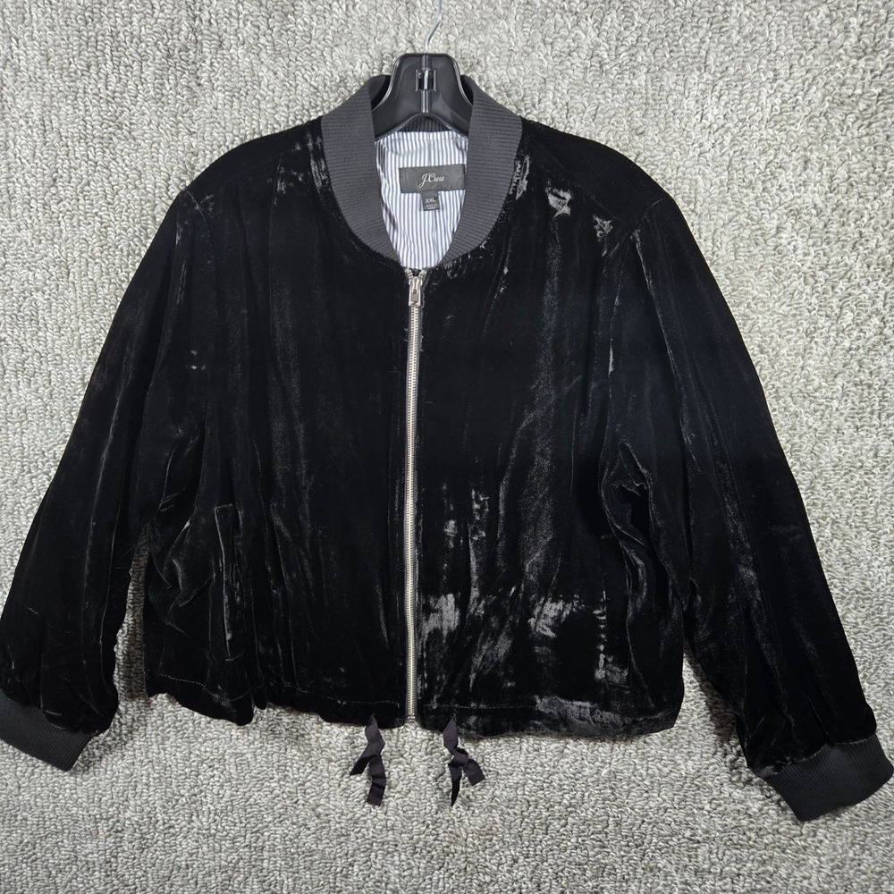 J.Crew Bomber Jacket Black Velvet Gothcore Women XXL